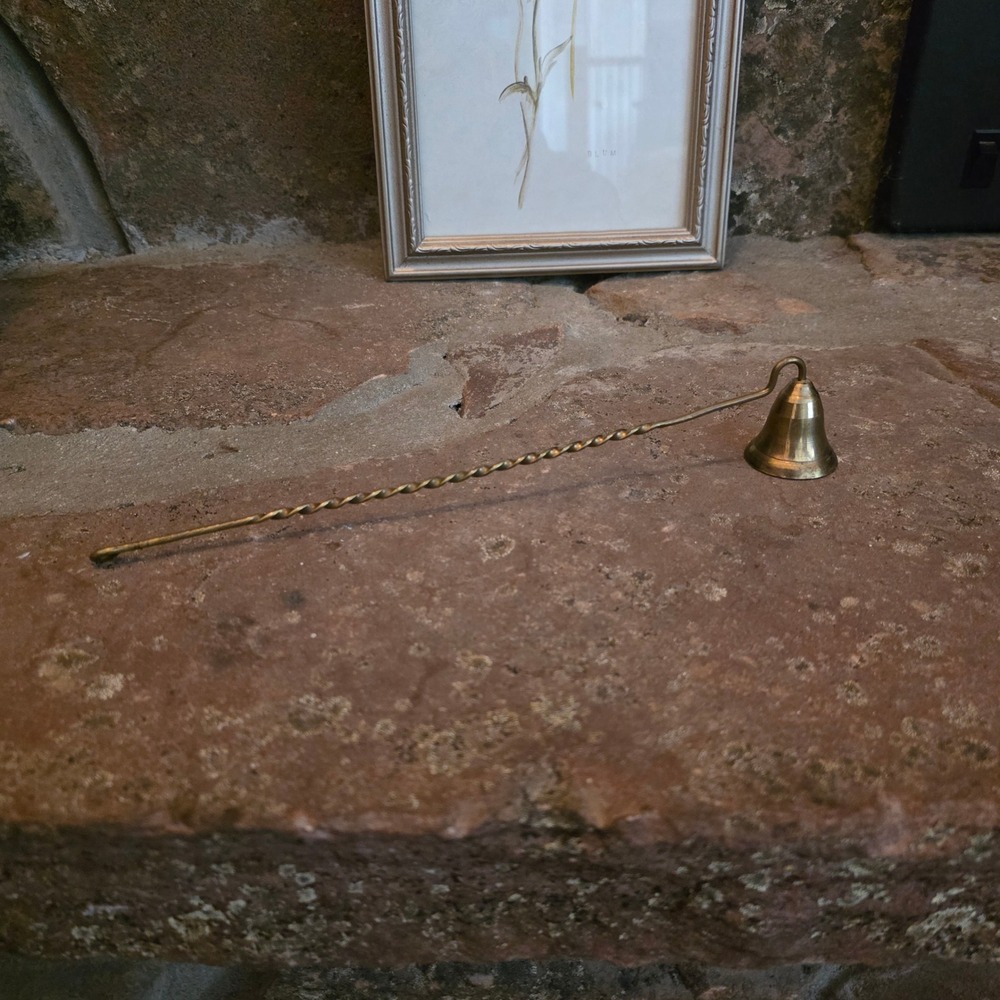 Vintage Solid Brass Candle Snuffer Long Twisted Handle Bell Shape 10.5 Inch